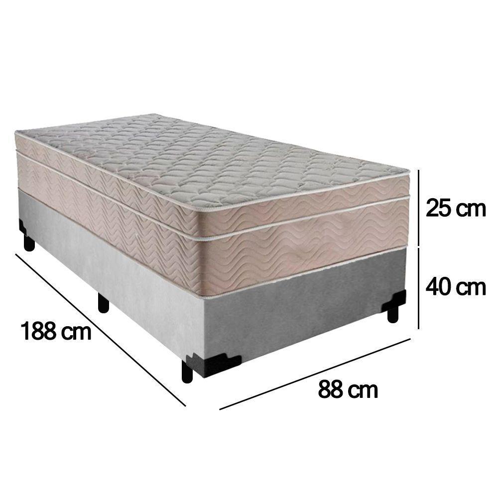 Cama Box Suede Solteiro + Colchão Sereneprime Molas Ensacadas 88x188x65 Cor:cinza - 4