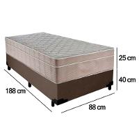 Cama Box Suede Solteiro + Colchão Sereneprime Molas Ensacadas 88x188x65 Cor:marrom