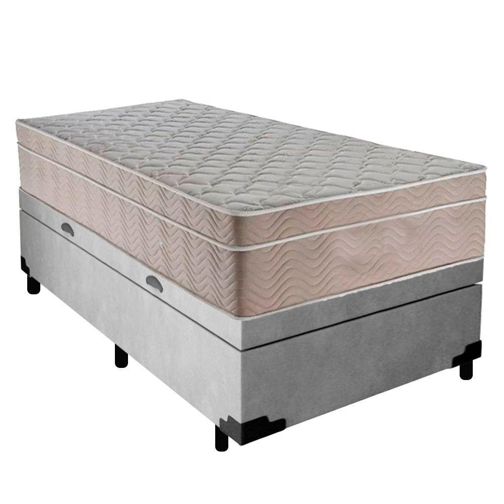 Cama Box Baú Suede Solteiro + Colchão Sereneprime Molas Ensacadas 88x188x69 Cor:cinza - 2