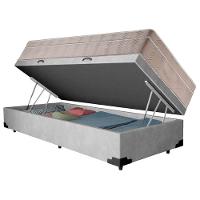Cama Box Baú Suede Solteiro + Colchão Sereneprime Molas Ensacadas 88x188x69 Cor:cinza - 3