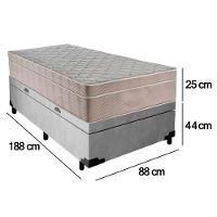 Cama Box Baú Suede Solteiro + Colchão Sereneprime Molas Ensacadas 88x188x69 Cor:cinza