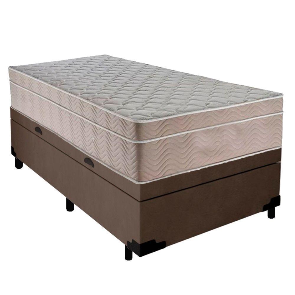 Cama Box Baú Suede Solteiro + Colchão Sereneprime Molas Ensacadas 88x188x69 Cor:marrom - 2