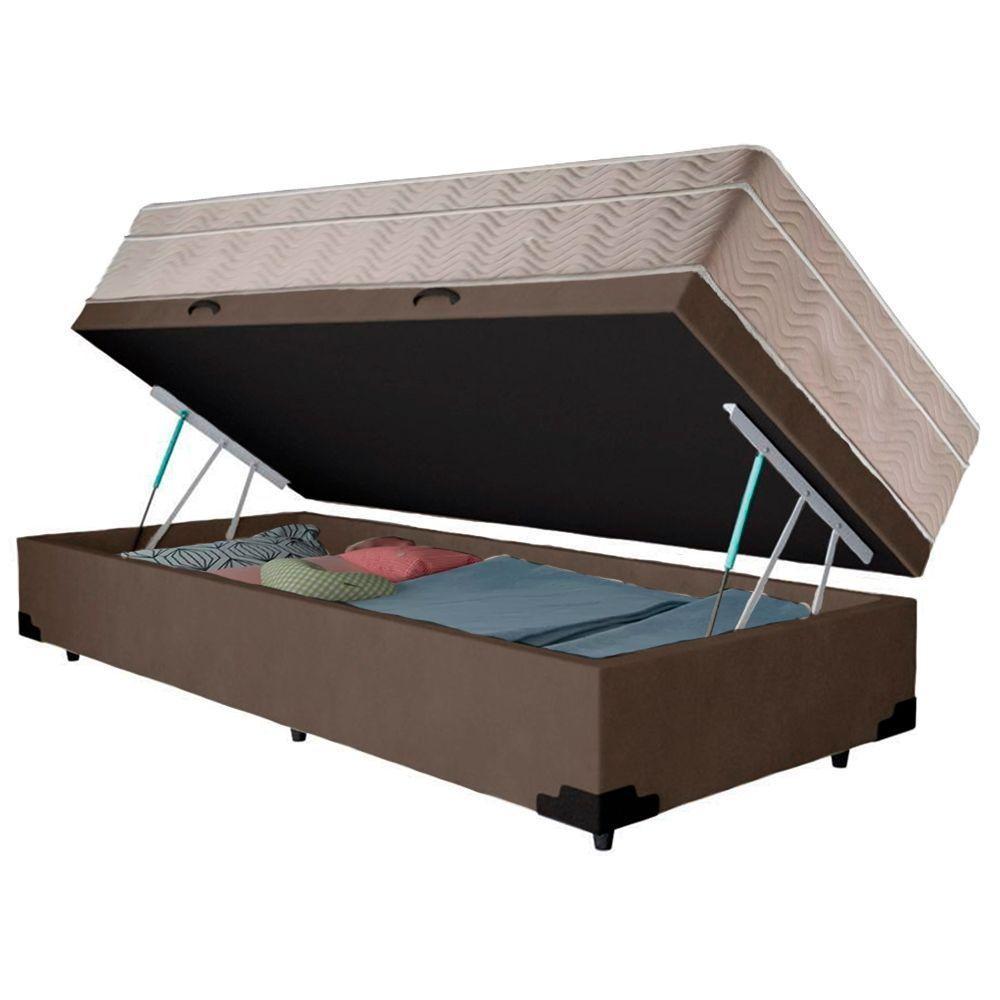 Cama Box Baú Suede Solteiro + Colchão Sereneprime Molas Ensacadas 88x188x69 Cor:marrom - 3