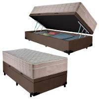 Cama Box Baú Suede Solteiro + Colchão Sereneprime Molas Ensacadas 88x188x69 Cor:marrom - 1