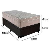 Cama Box Baú Suede Solteiro + Colchão Sereneprime Molas Ensacadas 88x188x69 Cor:preto
