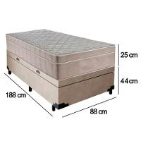 Cama Box Baú Suede Solteiro + Colchão Sereneprime Molas Ensacadas 88x188x69 Bege