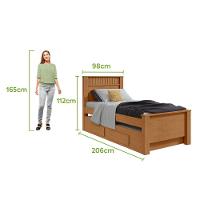 Cama Solteiro Bibox 2 Gavetas Athenas - Lopas Amendoa Clean - 7
