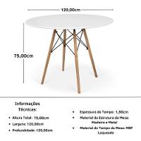 Conjunto Mesa De Jantar Redonda Eiffel Branca 120cm Com 4 Cadeiras Allegra - Azul - 5