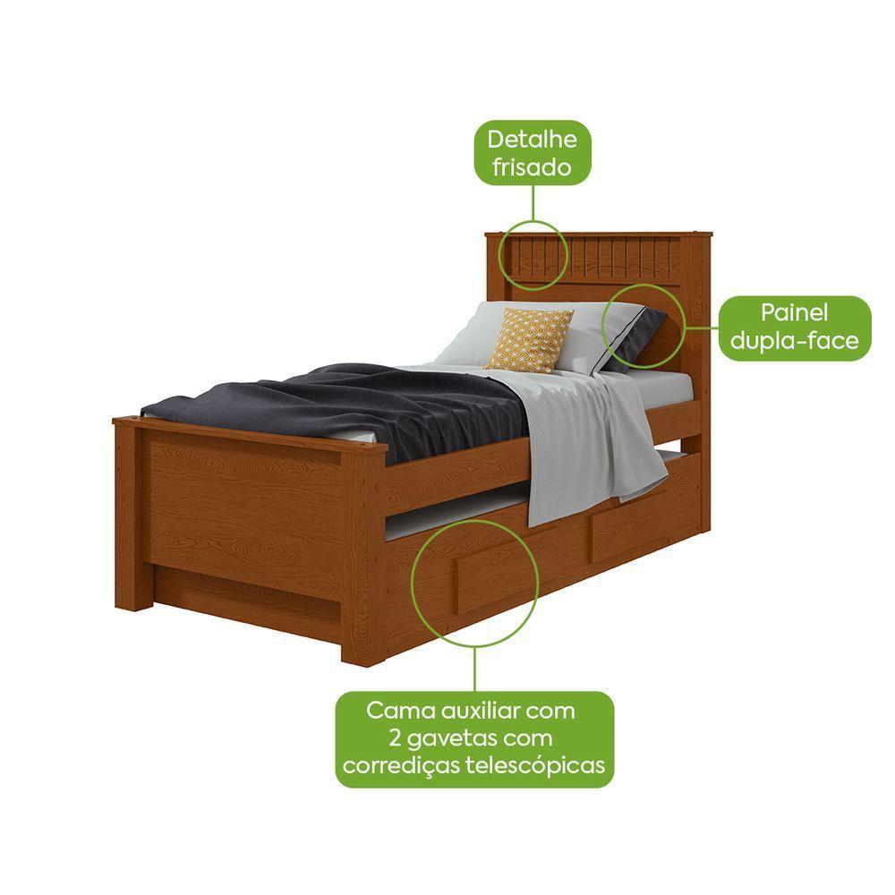 Cama Solteiro Bibox 2 Gavetas Athenas - Lopas Frassino - 2