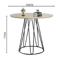 Conjunto Sala De Jantar Rubi Off White Com 4 Cadeiras Cristal Couro Pérola Base Preto - 2
