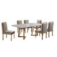 Conjunto Sala De Jantar 6 Lugares Veneza Móveis Mundial Mel/offwhite/areia - 5