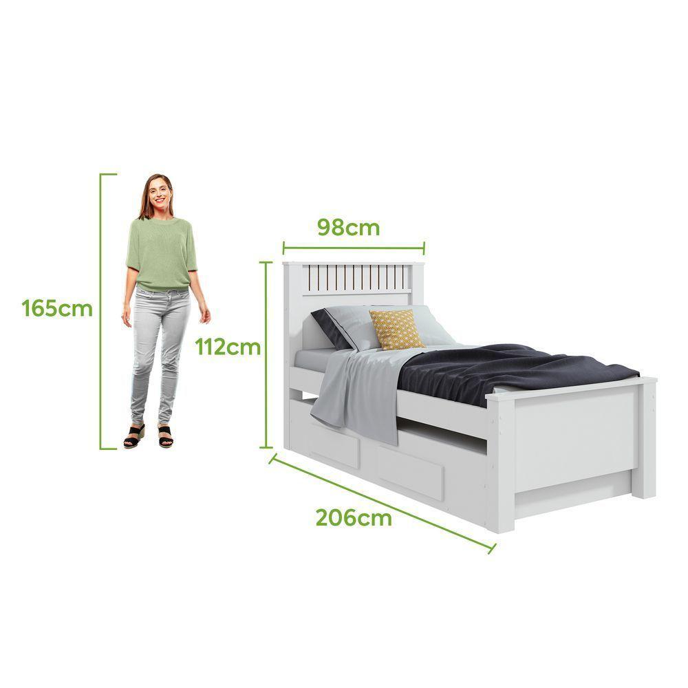 Cama Solteiro Bibox 2 Gavetas Athenas - Lopas Branco - 7