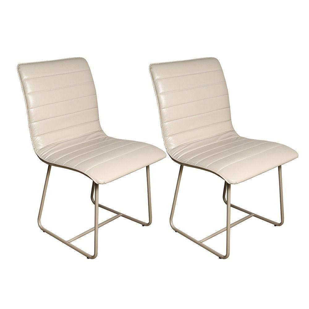 Conjunto Sala De Jantar Rubi Off White Com 4 Cadeiras Cristal Couro Pérola Base Champanhe - 4