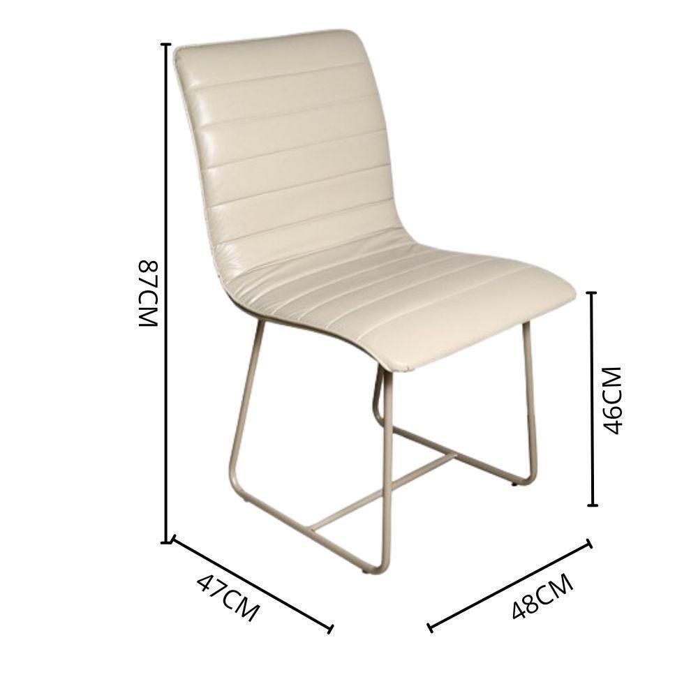 Conjunto Sala De Jantar Rubi Off White Com 4 Cadeiras Cristal Couro Pérola Base Champanhe - 5