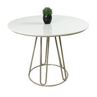 Conjunto Sala De Jantar Rubi Off White Com 4 Cadeiras Cristal Couro Pérola Base Champanhe - 3