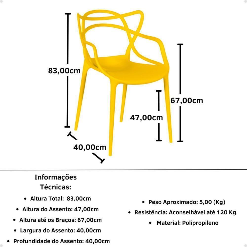 Conjunto Mesa De Jantar Redonda Eiffel Branca 120cm Com 4 Cadeiras Allegra - Amarelo - 2