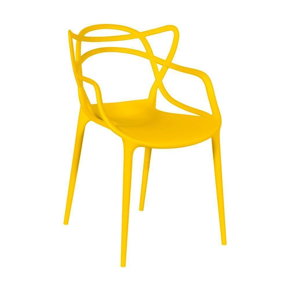 Conjunto Mesa De Jantar Redonda Eiffel Branca 120cm Com 4 Cadeiras Allegra - Amarelo - 5