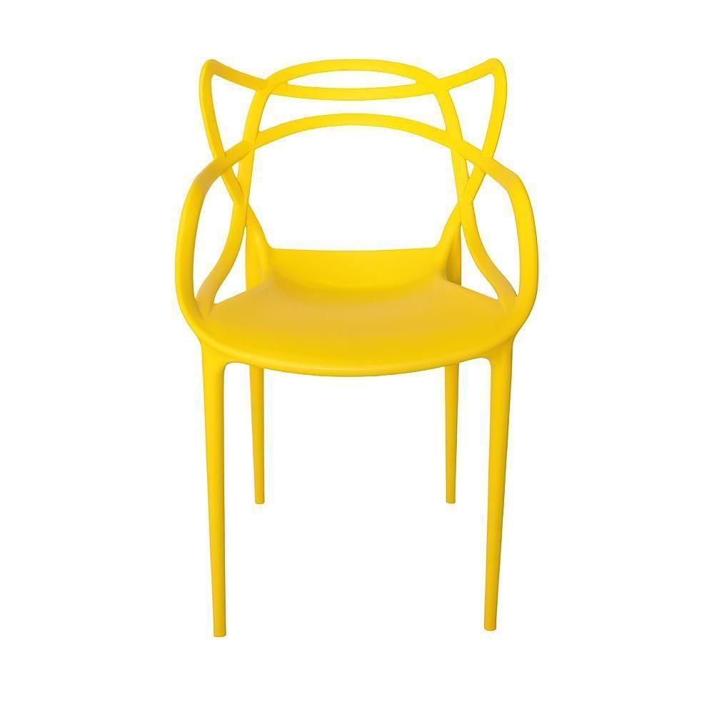 Conjunto Mesa De Jantar Redonda Eiffel Branca 120cm Com 4 Cadeiras Allegra - Amarelo - 7