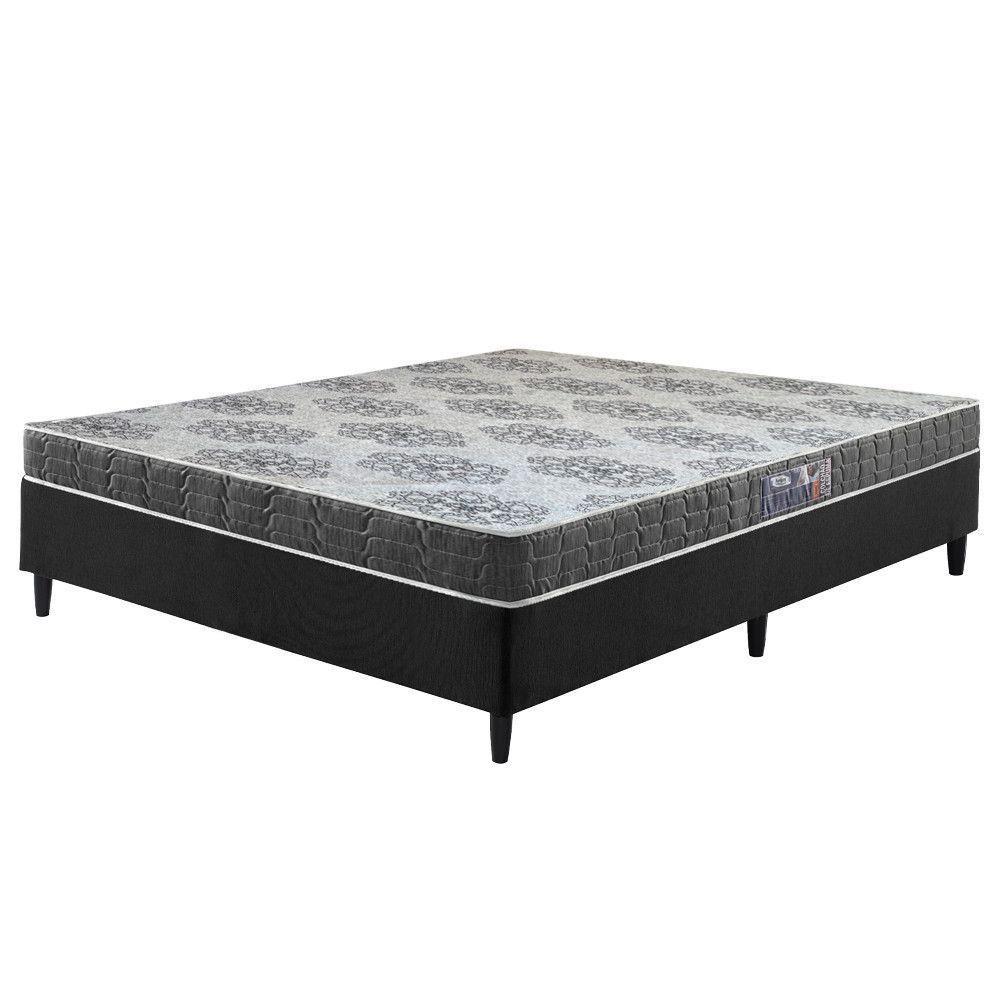 Cama Box Casal Preta + Colchão Washington Espuma D23 138cm - 1
