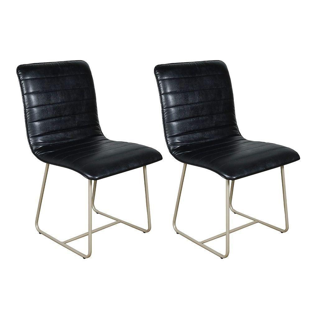 Conjunto Sala De Jantar Rubi Preto Com 4 Cadeiras Cristal Couro Preto Base Champanhe - 5