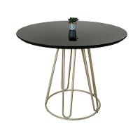 Conjunto Sala De Jantar Rubi Preto Com 4 Cadeiras Cristal Couro Preto Base Champanhe