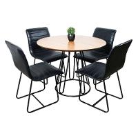 Conjunto Sala De Jantar Rubi Cinamomo Com 4 Cadeiras Cristal Couro Preto Base Preto - 1