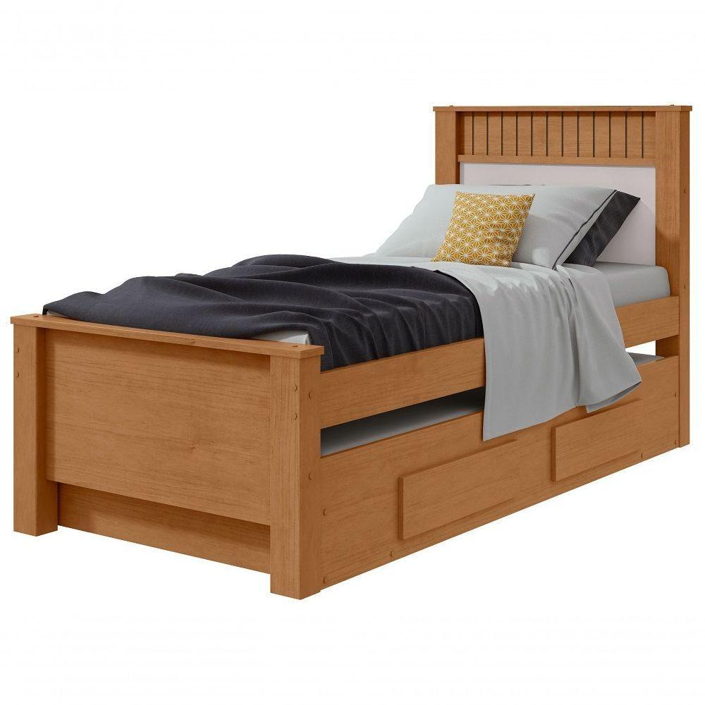 Cama Solteiro Bibox 2 Gavetas Athenas - Lopas Amendoa Clean/off White - 1