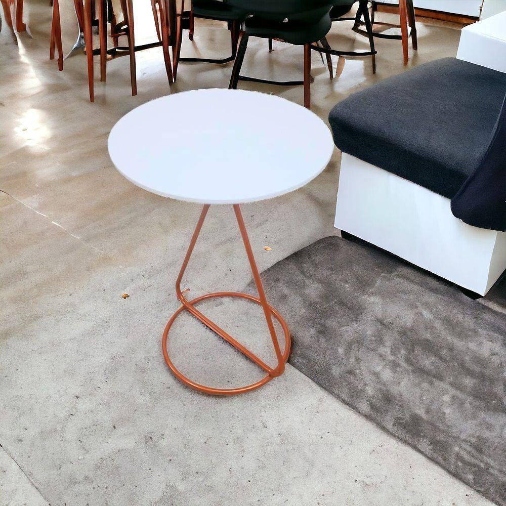 Mesa De Centro Lateral Maria Base De Aço Design Moderno - 2