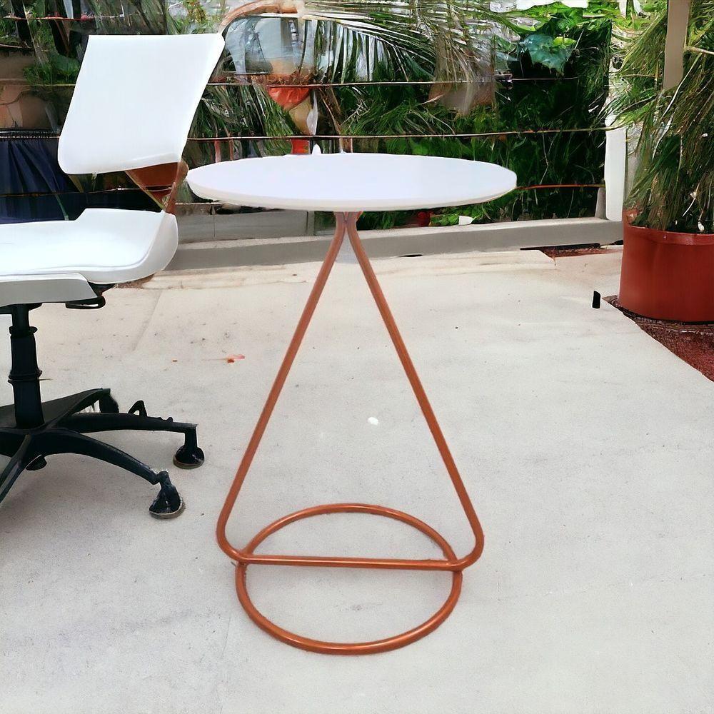 Mesa De Centro Lateral Maria Base De Aço Design Moderno - 3