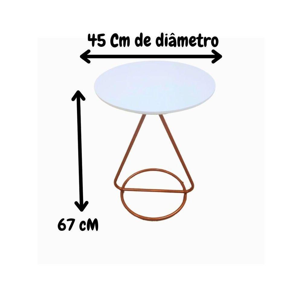 Mesa De Centro Lateral Maria Base De Aço Design Moderno - 4