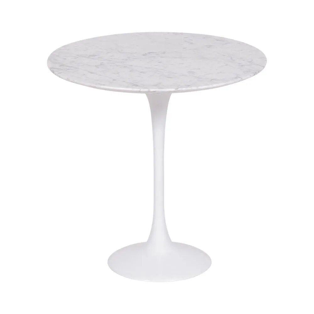 Mesa Saarinen Lateral Carrara 42cm - Base Branca - 1