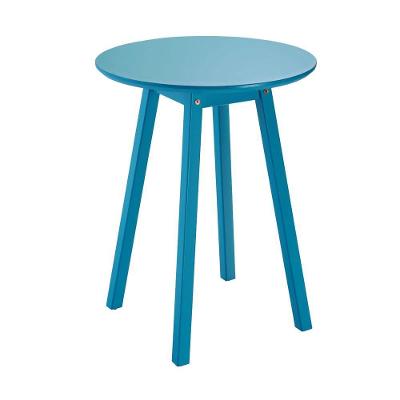 Mesa Lateral De Madeira Redonda Alta 50x65 Cm Azul Tramontina
