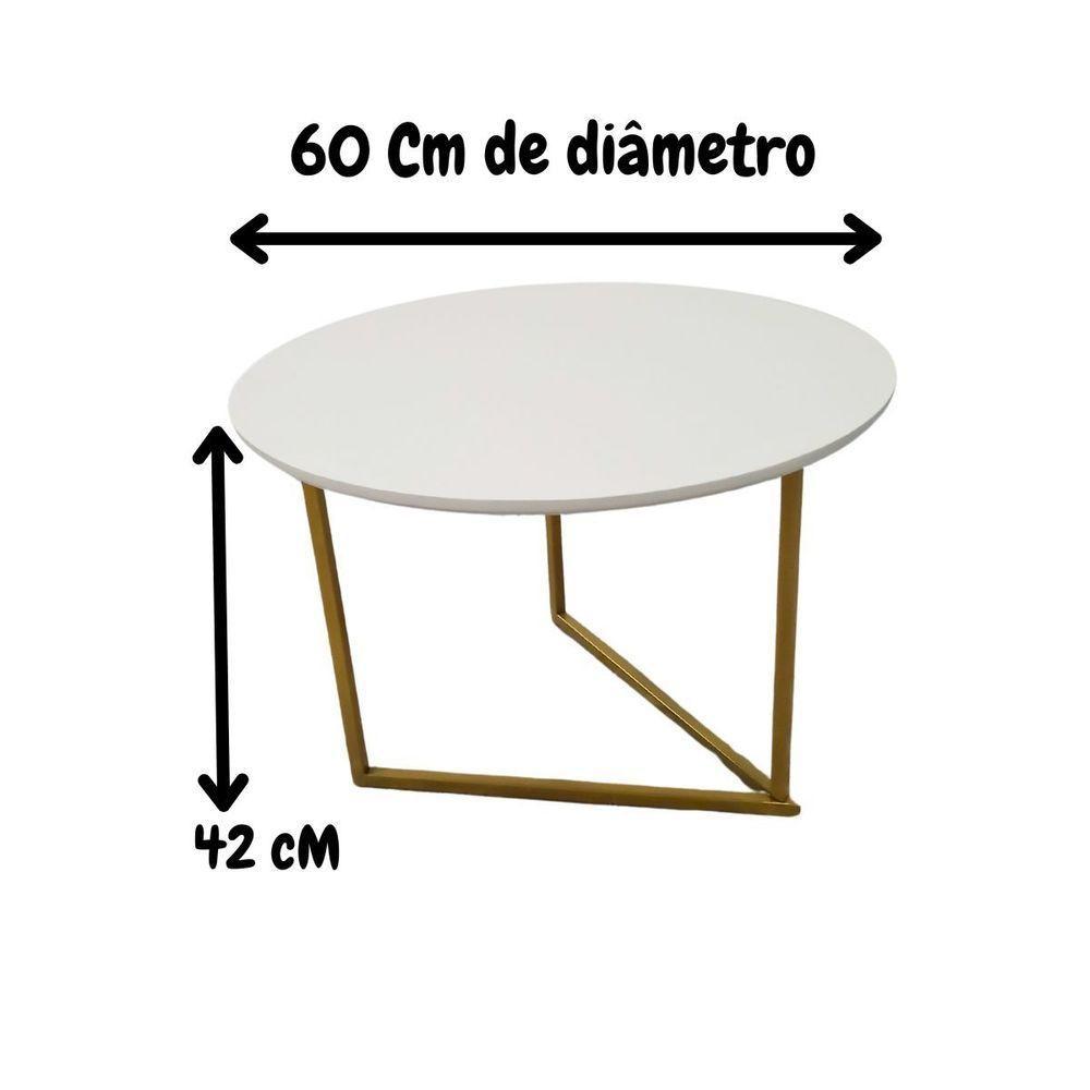 Mesa De Centro Redonda Jade Base De Ferro Estilo Industrial - 3