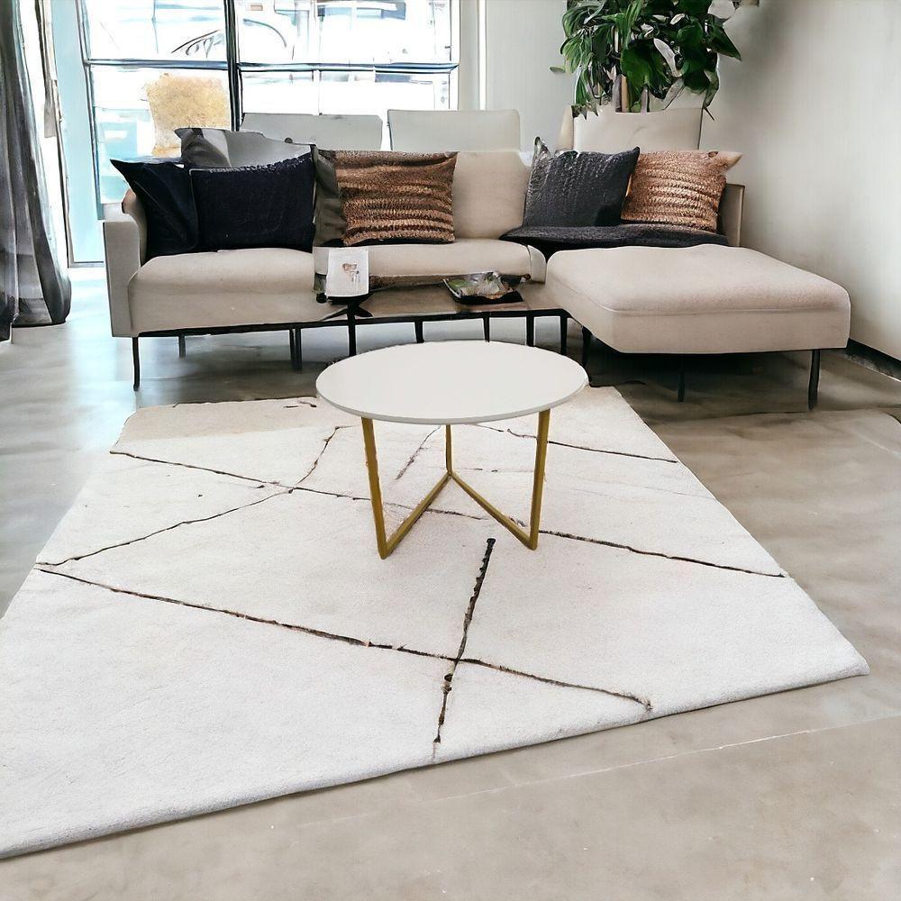 Mesa De Centro Redonda Jade Base De Ferro Estilo Industrial - 5