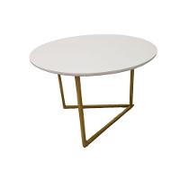 Mesa De Centro Redonda Jade Base De Ferro Estilo Industrial - 1