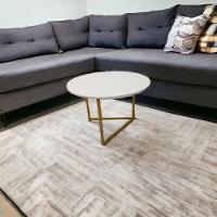 Mesa De Centro Redonda Jade Base De Ferro Estilo Industrial - 2