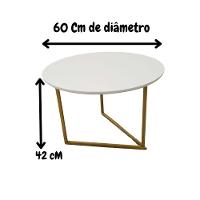 Mesa De Centro Redonda Jade Base De Ferro Estilo Industrial - 3