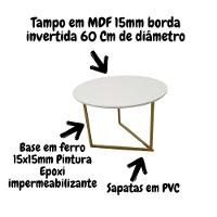 Mesa De Centro Redonda Jade Base De Ferro Estilo Industrial