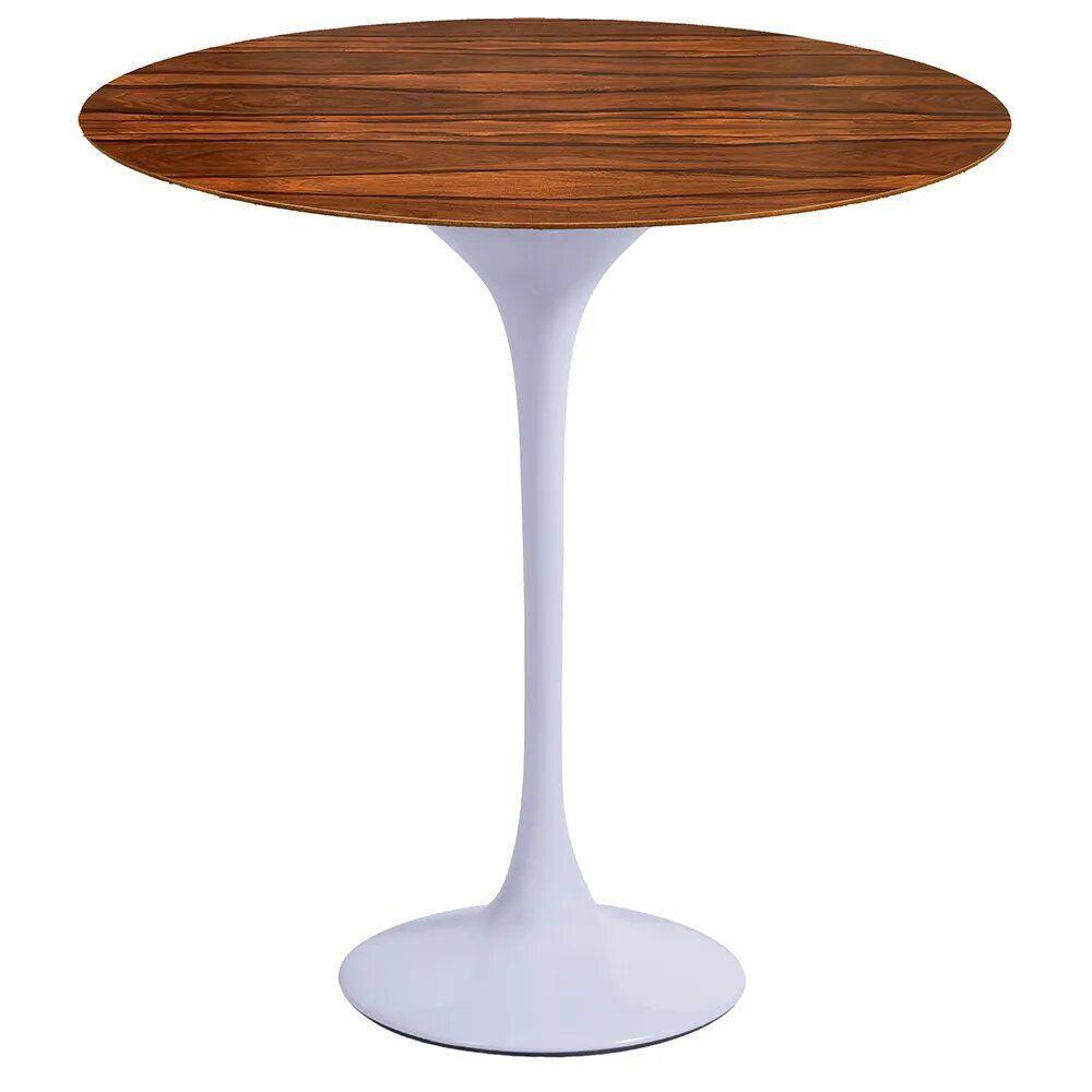 Mesa Saarinen Lateral Pau Ferro 42cm - Base Branca - 1