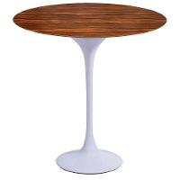 Mesa Saarinen Lateral Pau Ferro 42cm - Base Branca - 1