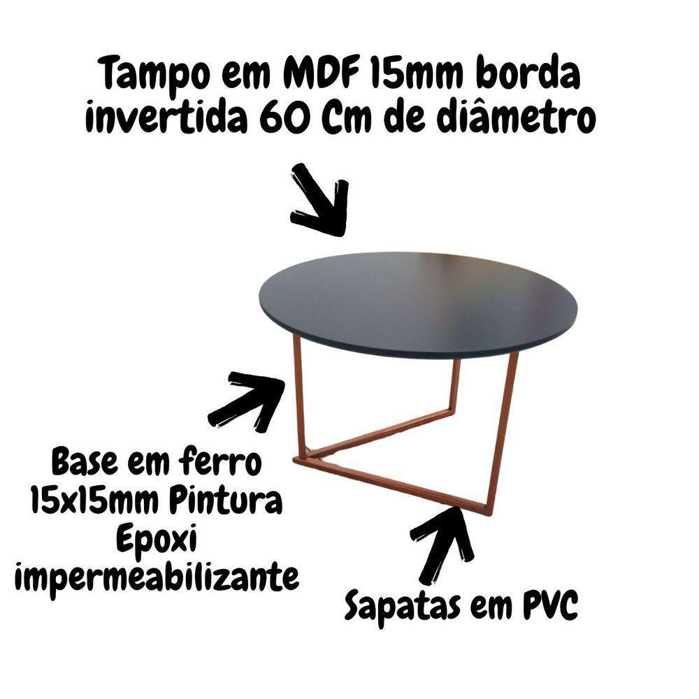 Mesa De Centro Jade Base De Aço Cobre Industrial - 3