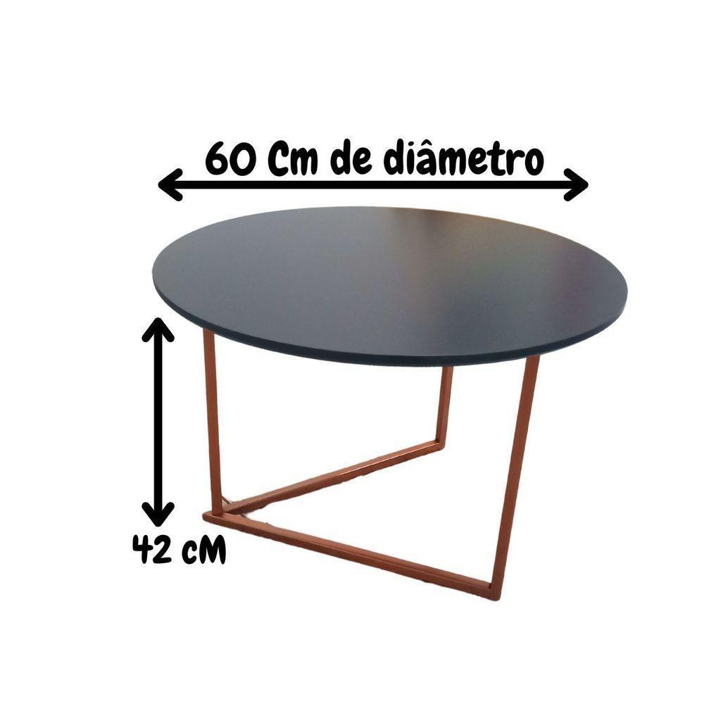 Mesa De Centro Jade Base De Aço Cobre Industrial - 4