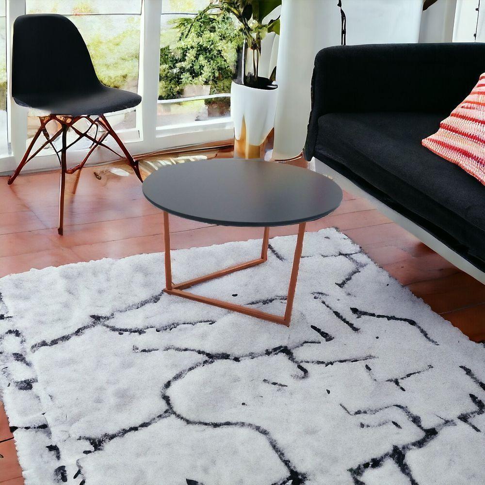 Mesa De Centro Jade Base De Aço Cobre Industrial - 5