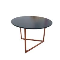 Mesa De Centro Jade Base De Aço Cobre Industrial - 1