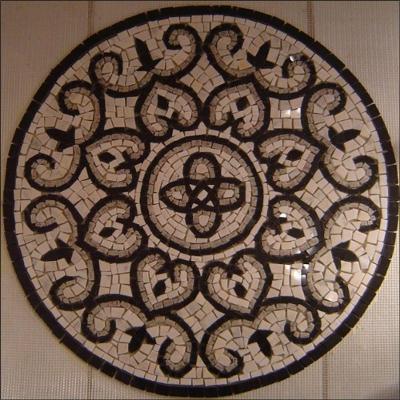 Piso Em Mosaico Romano Itálico Com Detalhes Em Cinza Tamanho 80cm