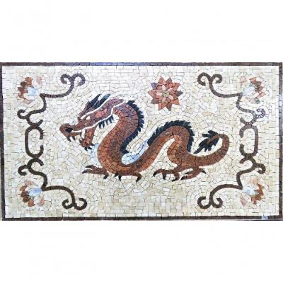 Piso Em Mosaico Dragão Chines Furioso Tamanho 80x120cm