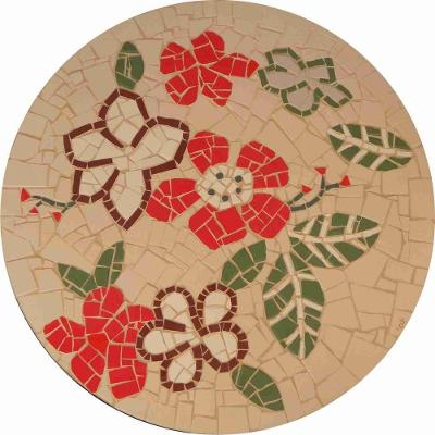 Mesa Em Mosaico Floral Veri Hibiscos Cerâmicas - Somente O Tampo Tamanho 90cm