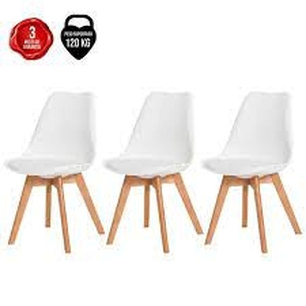 Kit 3 Cadeiras Eames Eiffel Leda Saarinen Design Branco Para Mesa De Jantar Sala Cozinha única - 4