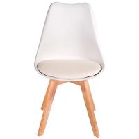 Kit C/2 Cadeiras Leda – Charles Eames, Saarinen Wood Com Almofada Branca - 3