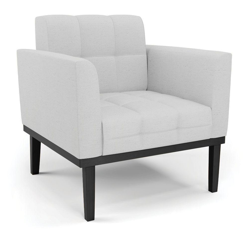 Poltrona Base De Madeira Fixa Preto Elisa Linho D03 - D'rossi Cor A05 Cinza - 1